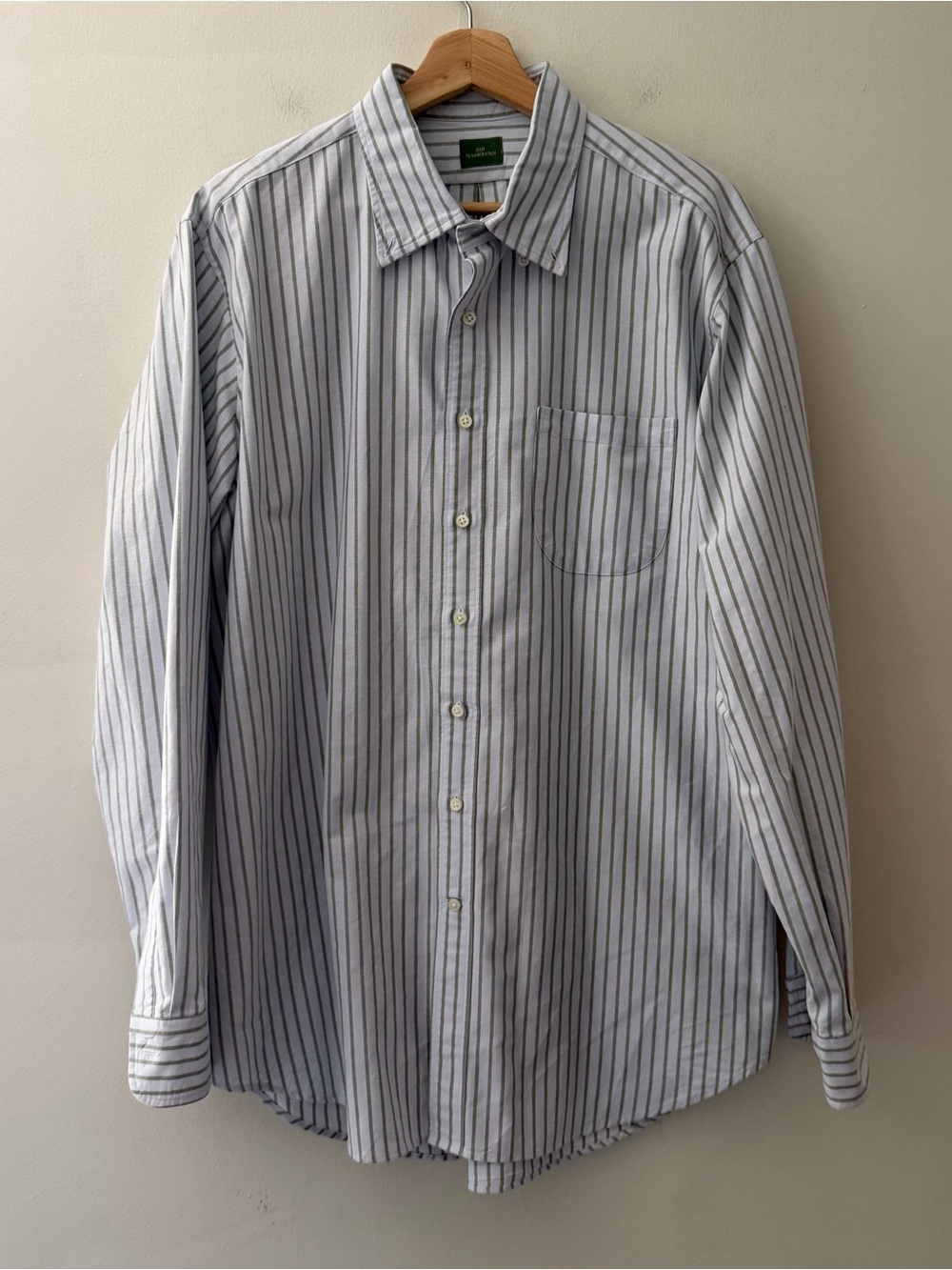 Sid Mashburn Oxford Shirt Button Down Striped Blue Size XL